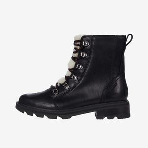 SOREL Lennox Lace Cozy Black Nocturnal Red Waterproof Boots